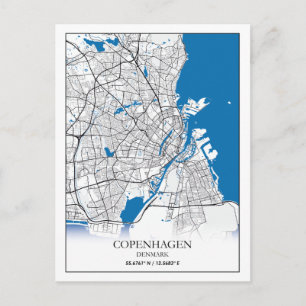 Copenhague Danemark City Carte Voyage Simple Minim