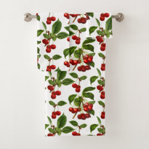Copie botanique vintage de cerises sur le blanc