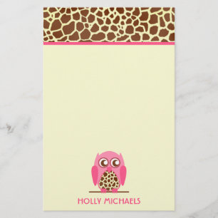 Copie de girafe et papeterie rose de hibou