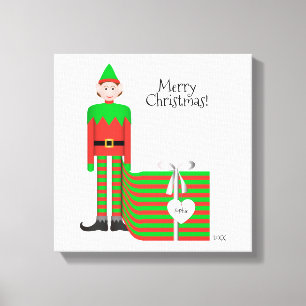 Copie de toile d'Elf de Noël - paquet rayé de