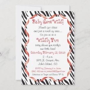 Copie de zèbre et invitation rouge de baby shower