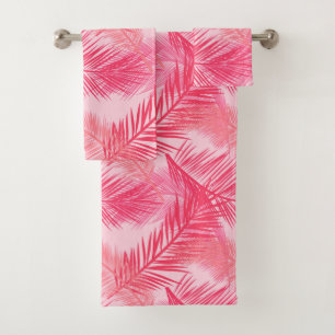 Copie en feuille de palmier, corail, pêche et rose