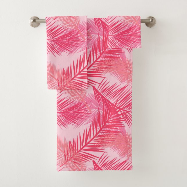 Copie en feuille de palmier, corail, pêche et rose (En situation)