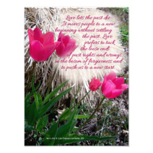 Copie rose de photo de tulipes avec la citation