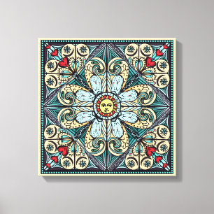 Copie vintage de toile de mandala de Sun de style