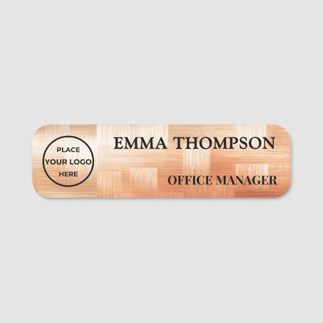 Copper Checkerboard Design Name Badge Custom 名札 (Devant)