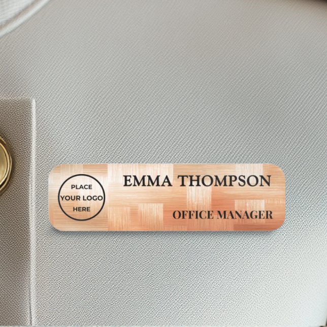 Copper Checkerboard Design Name Badge Custom 名札 (Créateur téléchargé)