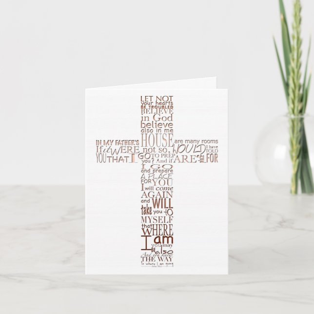 Copper Christian Cross John 14 Sympathy Merci (Devant)