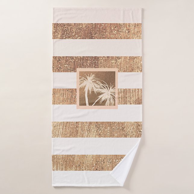 Copper & Cream Palmiers Tropicaux Étincelants Chic (Serviette de bain)
