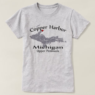 Copper Harbor Michigan Heart Map Design T-shirt