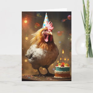 Coq avec gâteau d'anniversaire - Carte