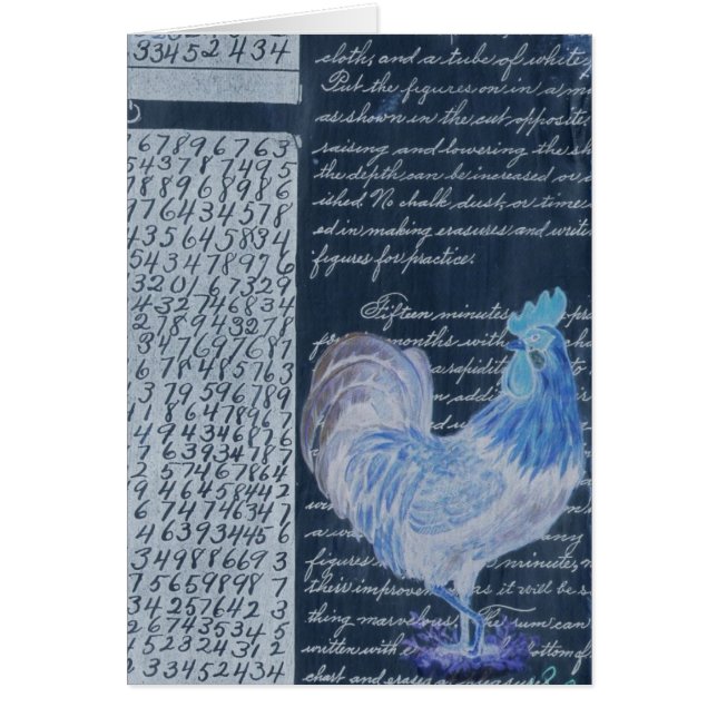 Coq Bleu Avec Papier Vintage (Devant)