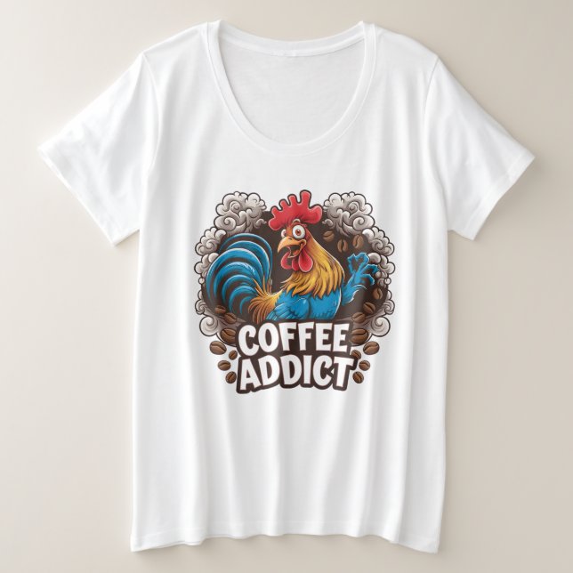 Coq d'art de mot d'accro au café drôle (Design devant)