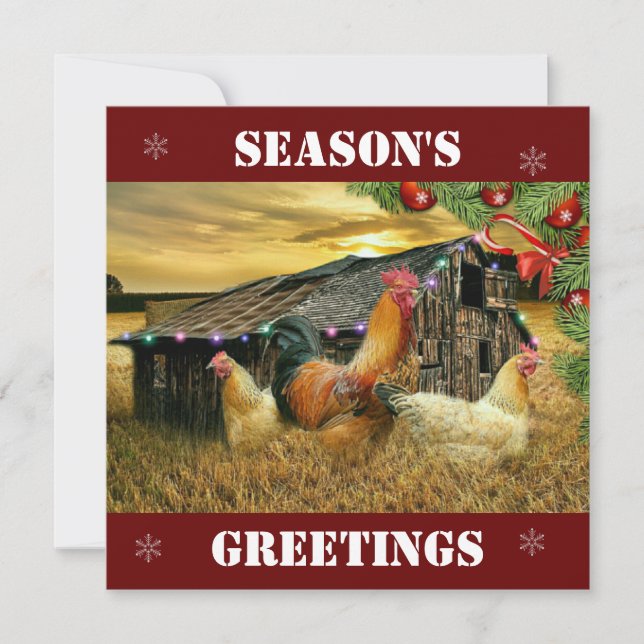 Coq de Noël Hen Barn Coop Farm Carte de vacances (Devant)