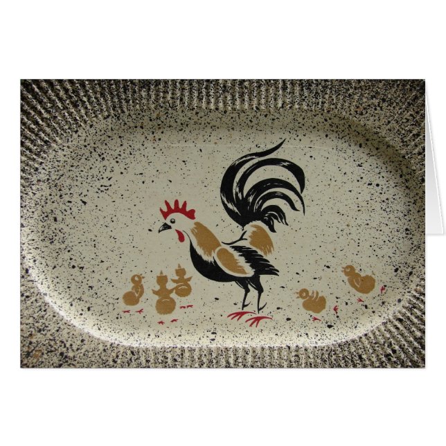 Coq et poussins en plaque de papier de poulet vint (Devant horizontal)