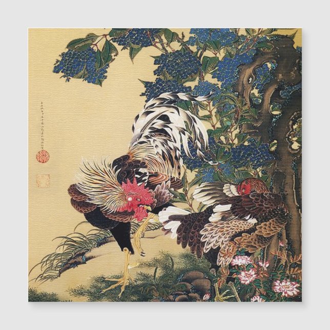 Coq Poule et Hydrangea par Ito Jakuchu (Devant)