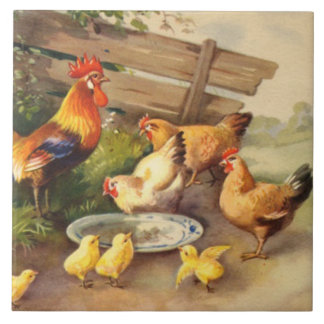 Coq vintage et carreaux de décoration de maison de