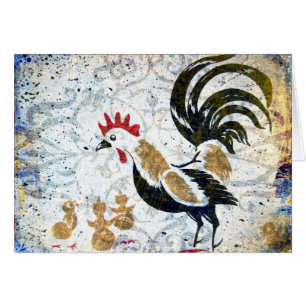 Coq vintage et poussins
