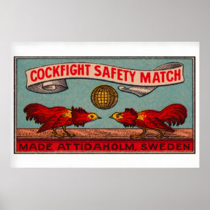 Coqs de Combat - Impression Matchbox - Mur Suède