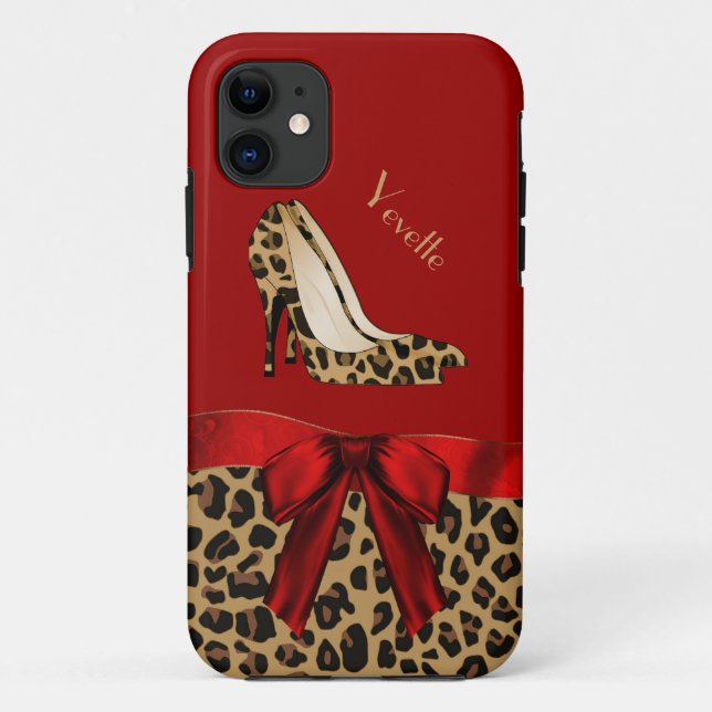Coque à la mode Red & Jaguar Print iPhone 5 (Dos)