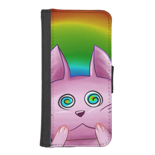 Coque Avec Portefeuille Pour iPhone 5 Etui Chat rose