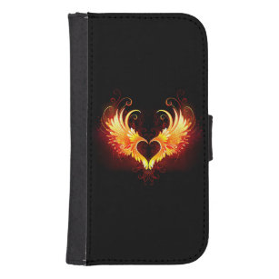 Coque Avec Portefeuille Pour Galaxy S4 Angel Fire Heart with Wings