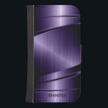 Coque Avec Portefeuille Pour Galaxy S4 Aspect en aluminium brossé violet métallique<br><div class="desc">Elégant monogramed profond violet métallique brillant design en aluminium brossé Ce n'est pas un métal mais une image qui a l'air métallique et brillant est un effet numérique</div>