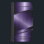 Coque Avec Portefeuille Pour Galaxy S4 Aspect en aluminium brossé violet métallique<br><div class="desc">Elégant monogramed profond violet métallique brillant design en aluminium brossé Ce n'est pas un métal mais une image qui a l'air métallique et brillant est un effet numérique</div>