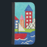 Coque Avec Portefeuille Pour Galaxy S4 Bateau à voile et ballon à air chaud avec Cityscap<br><div class="desc">Un paysage urbain sert d'arrière - plan pour un voilier et une montgolfière. Un soleil éclatant brille sur la scène,  et un mignon poisson nage sous l'eau. Achetez cette impression paisible dès aujourd'hui !</div>