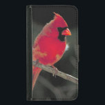 Coque Avec Portefeuille Pour Galaxy S5 Cardinal rouge perché sur une branche d'arbre<br><div class="desc">Une belle photo de nature claire et détaillée. Un cardinal rouge vif du nord perché sur une branche d'arbre. Vous pouvez voir des touffes de plumes de basse soufflant doucement dans le vent. Fluffy et mignon !</div>