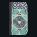 Coque Avec Portefeuille Pour Galaxy S4 Carrelage bleu Batik II<br><div class="desc">Floral</div>