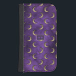 Coque Avec Portefeuille Pour Galaxy S4 Céleste gothique violet et or<br><div class="desc">étui téléphonique gothique vintage avec lunes d'or sur un arrière - plan violet.</div>