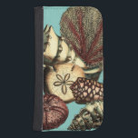 Coque Avec Portefeuille Pour Galaxy S4 Collection de coquillages turquoise et de coraux r<br><div class="desc">Allez sous l'eau pour explorer la mer avec toutes ces différentes créatures marines. Cette oeuvre d'art vintage s'ajoute à merveille à tous les amateurs d'anémones de mer aux accents arrière - plans turquoise et rouges vifs sur les coquillages. Obtenez votre impression artistique dès aujourd'hui sur votre produit.</div>