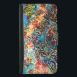 Coque Avec Portefeuille Pour Galaxy S5 Coloré Rustique Vintage Floral Collage<br><div class="desc">Coloré rustique et cool,  collage floral vintage avec accent ornemental tourbillon noir.</div>