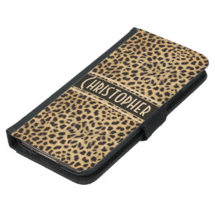 Coque Avec Portefeuille Pour Galaxy S5 Copie de peau de tache de léopard personnalisée
