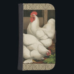 Coque Avec Portefeuille Pour Galaxy S4 Coq & Hen à l'extérieur Hen House avec frontière b<br><div class="desc">Un imprimé d'art rustique présentant un coq vigoureux et une poule dans une maison de poules. La bordure foncée ecru est motif est constituée d'éléments en spirale. Ce tirage serait un grand ajout à une décoration de maison de campagne rurale.</div>