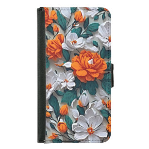 Coque Avec Portefeuille Pour Galaxy S5 Élégance florissante : Floral réaliste