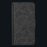 Coque Avec Portefeuille Pour Galaxy S5 Élégant Monochromatique Vintage Motif Paisley<br><div class="desc">Elégant monochromatique vintage paisley motif. Couleur arrière - plan gris foncé changeable contre cachemire noir.</div>