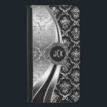 Coque Avec Portefeuille Pour Galaxy S5 Elégant noir & argent Floral Damask<br><div class="desc">Les tons noirs et argentés brillent métallique floral damask. monogramme personnalisé et optionnel. Plusieurs variantes sur ce design, avec différentes positions des éléments. Pas de parties scintillant réelle ou de finition métallique, mais l'effet d'image numérique. Si vous avez besoin d'aide pour customiser, changer de couleur ou autre chose à l'un...</div>