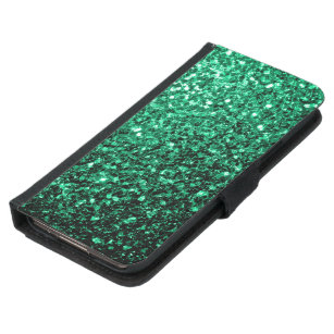 Coque Avec Portefeuille Pour Galaxy S5 Émeraude de parties scintillant verte