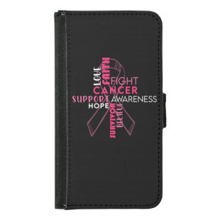 Coque Avec Portefeuille Pour Galaxy S5 Faith Hope Love Cancer du sein Sensibilisation