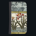 Coque Avec Portefeuille Pour Galaxy S4 Fleurs en verre tendu avec bordure en tan<br><div class="desc">Joli tableau en vitrail,  il présente des fleurs poussant dans de l'eau stylisée au fond et un abstrait de feuilles au sommet. Un magnifique achat qui ferait un cadeau extraordinaire!</div>