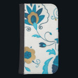 Coque Avec Portefeuille Pour Galaxy S4 Fleurs Indigo dorées avec Arrière - plan blanc<br><div class="desc">Une Erica J. Vess originale,  dorée fleurs d'indigo reposent sur un arrière - plan blanc. Un tableau simple et subtil que tout le monde aimerait recevoir en cadeau!</div>