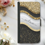 Coque Avec Portefeuille Pour Galaxy S5 Glam moderne Noir Blanc Or Nom de la Parties scint<br><div class="desc">Ce design sophistiqué présente des vagues blanches et noires élégantes, agrémentées d'une luxueuse parties scintillant dorée, créant un look chic et contemporain. Personnalisé avec votre nom, ce coque élégant offre non seulement une protection haut de gamme pour votre iPhone, mais ajoute également une touche d'élégance et d'individualité. Parfait pour ceux...</div>