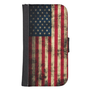 Coque Avec Portefeuille Pour Galaxy S4 Grunge American Flag