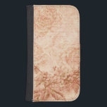 Coque Avec Portefeuille Pour Galaxy S4 Grungy gravé floral<br><div class="desc">Grungy gravé des roses et des hortensias,  script vintage de carte postale et musique dans les tons sépia.</div>