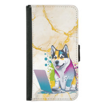 Husky Chig Computer Rainbow Watercolor Tech Savvy