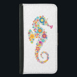 Coque Avec Portefeuille Pour Galaxy S5 Illustration de Cheval de mer Floral aux couleurs<br><div class="desc">Jolie illustration de cheval de mer fleurie colorée sur les cercles blancs arrière - plan motif. Si vous avez besoin d'aide pour customiser un de mes designs,  contactez le concepteur ArtOnWear. Mise en forme de texte gratuite avec aide en direct disponible sur demande.</div>