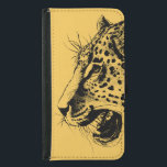 Coque Avec Portefeuille Pour Galaxy S5 Illustration d'un léopard tiré à la main noir et j<br><div class="desc">Un dessin réaliste de léopard noir et jaune. Cool regardant des taches noires avec sa bouche ouverte et rugissante,  montrant ses dents pointues. Féroce et beau.</div>