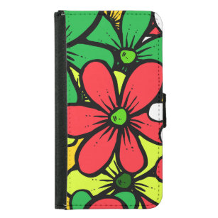 Coque Avec Portefeuille Pour Galaxy S5 Joli Regroupement lumineux de Fleurs d'été